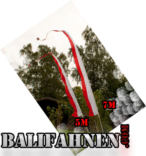 BaliFahne, rot-weiß, 5m m. Mast